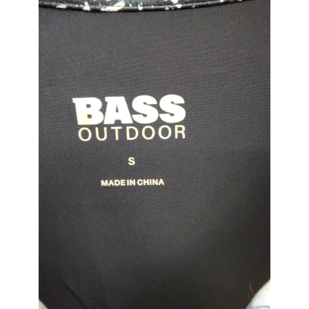 BASS OUTDOOR Trailer A.C. Shirt Men's S Black Beauty/Rock Camo Spread Collar S/S